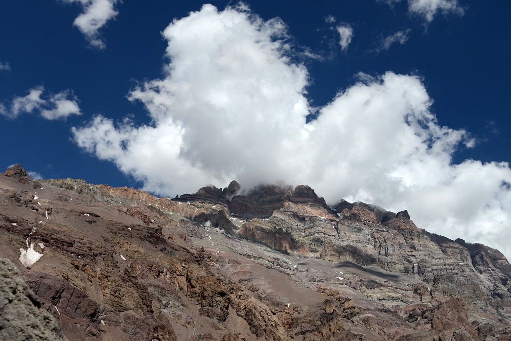 04 Aconcagua West Face Afternoon From Plaza de Mulas Base Camp 4360m